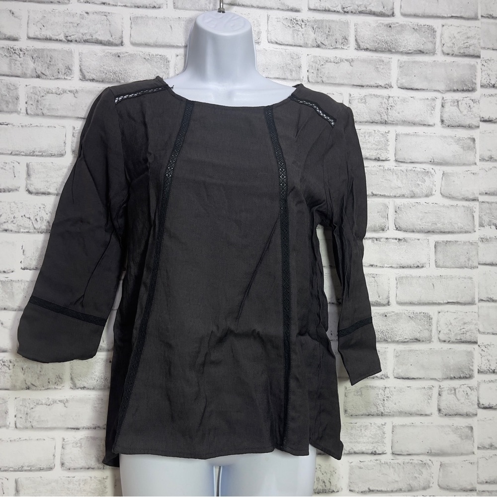 Grace & Mila Lace Back Black Blouse Small